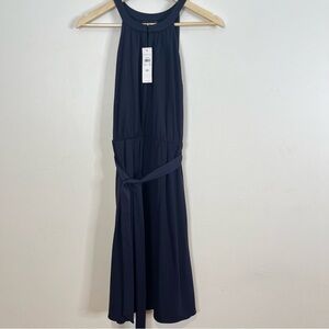 Ann Taylor Navy Blue Sleeveless Tie Dress New XS